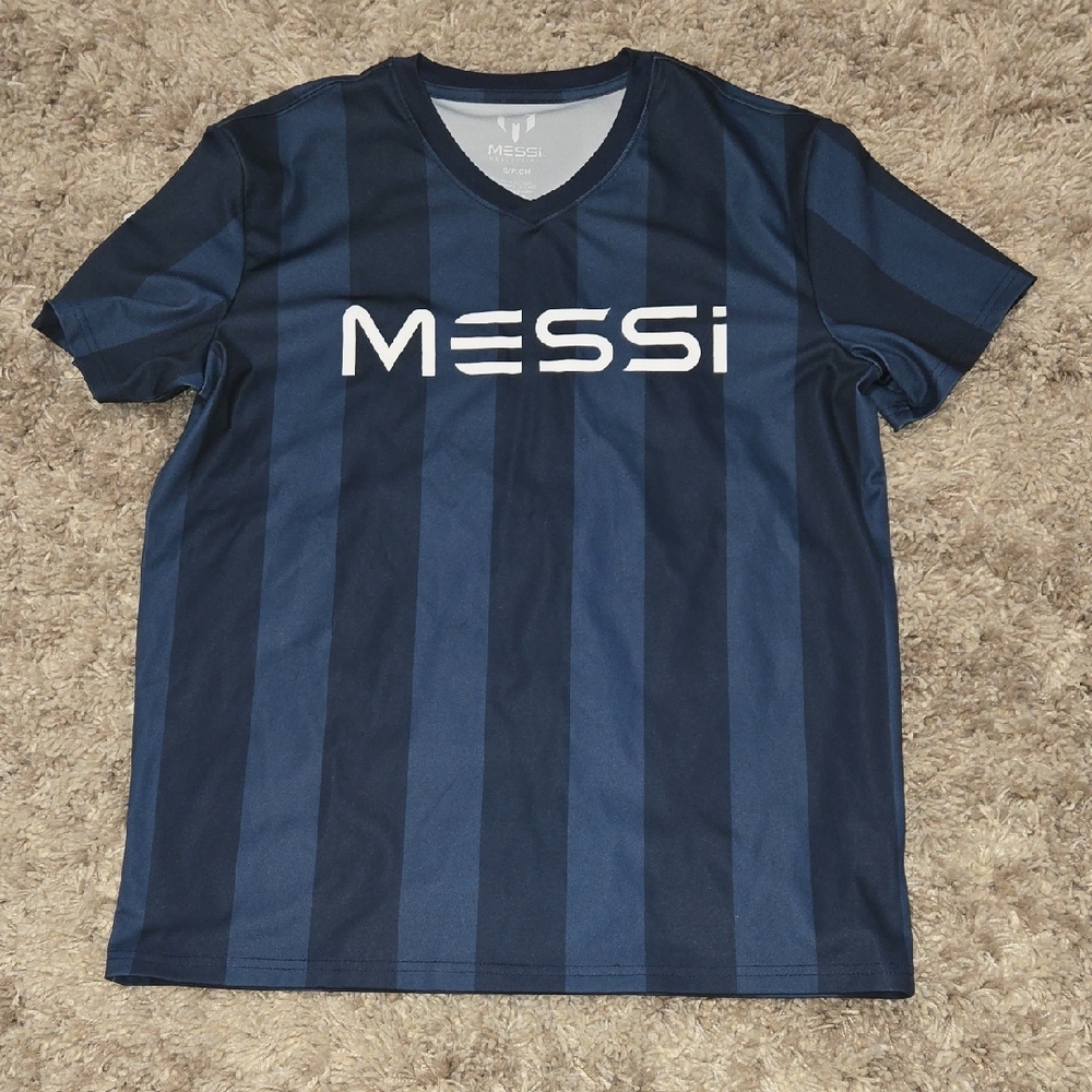 Messi Dark Blue Men's Striped Jersey